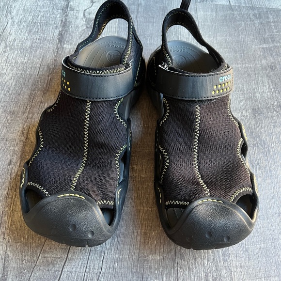 Crocs Swift-water Mesh Black Sandals Size 11 - Picture 6 of 12